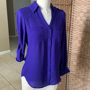 Express Portofino Blouse Shirt Convertible Sleeve